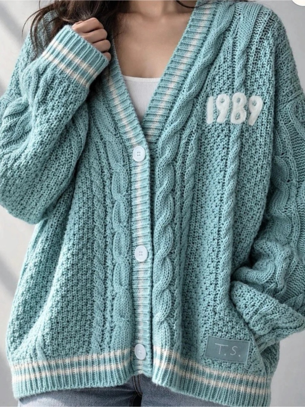 Taylor Swift 1989 Taylor's Version Cardigan Blue & Cream Medium/Large